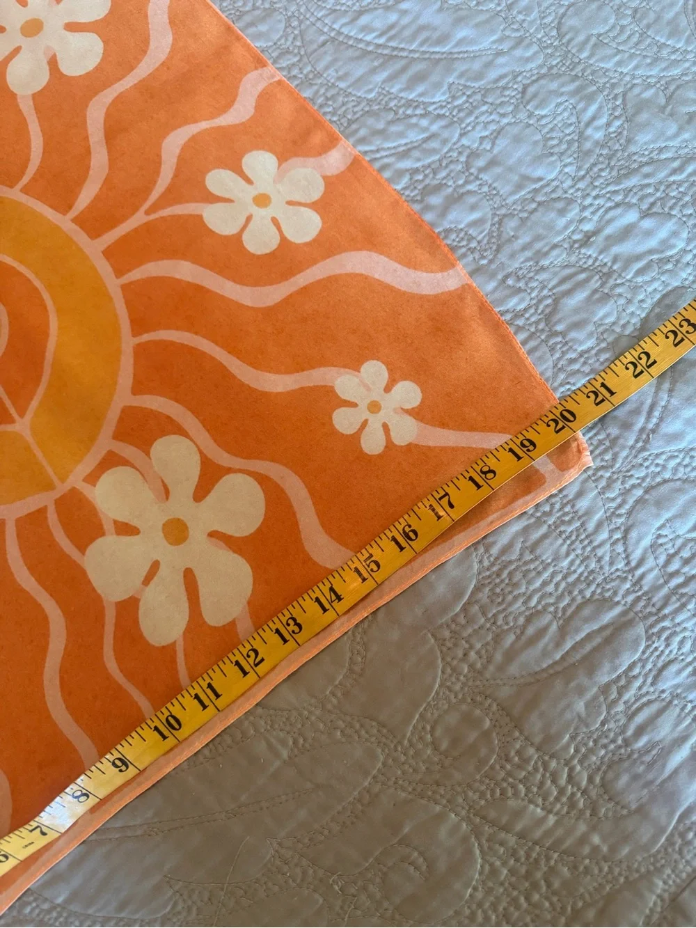 Sarah’s Silks 100% Silk Batik Scarf 70s Inspired Orange Floral Boho Bandana